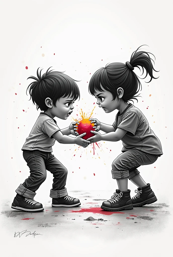 Children fighting and drawing blood