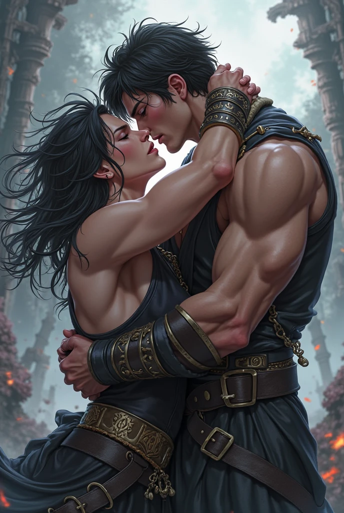 masterpiece, best quality, cute illustration style, (bald asian man), intricately tattooed, (stubble and mustache), "TH" symbol tattooed on chin, (European woman), light brown wavy hair, embracing him, (hugging position)
this bald asian man boasts an impressive array of tattoos covering every inch of his scalp and hairline, extending down to his hands and neck. his rugged features are accentuated by a bit of stubble and a small mustache gracing his chin. the prominent "TH" symbol tattooed on his chin adds an intriguing touch to his look. nearby stands a european woman, her long wavy