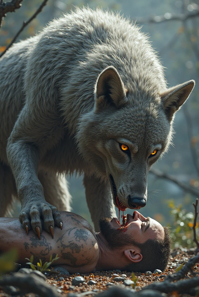 cinematic film still of <lora:LoDe+Ro style:1>
a werewolf standing over a dead animal in a field,weapon,outdoors,lying,multiple boys,sky,2boys,blood,night,star (sky),night sky,starry sky,mountain,dark,death,corpse,LoDe+Robots Style,Love Death + Robots style,Love,Death & Robots style,animated,horror,dark,black,apocalyptic,dystopian,domination,dark,nigh , dramatic light, cyberpunk, LoDe+Ro style, shallow depth of field, vignette, highly detailed, high budget, bokeh, cinemascope, moody, epic, gorgeous, film grain, grainy
