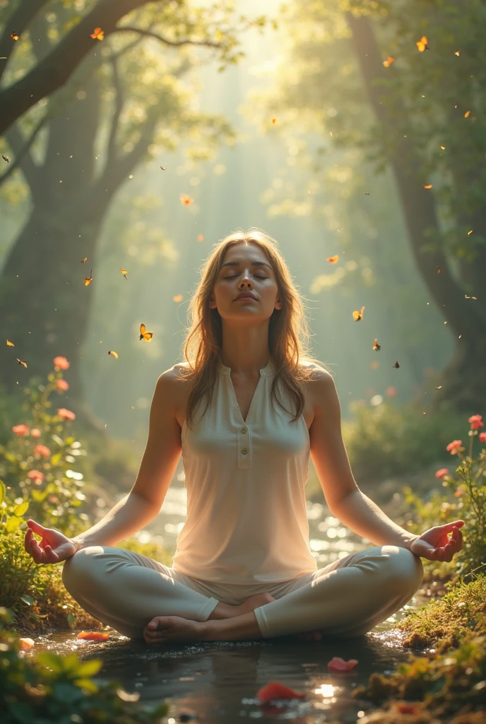 A woman doing meditation