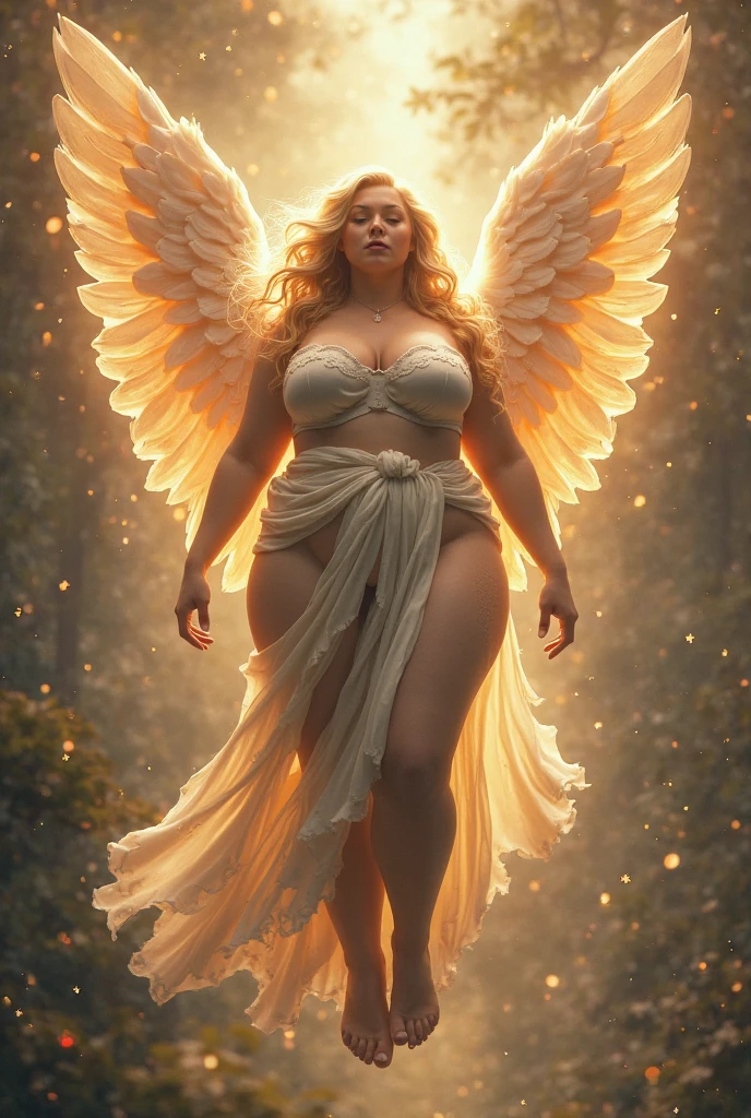 arafed woman with a gold wings and a gold dress, giant stunning goddess shot, voluptuous and arousing, voluptuous body, voluptuous figure, curvaceous. detailed, curvy model, curvy, draped in shiny golden oil, beautiful curvy female, draped in shiny gold and silver, beautiful curves, beautiful thick female, beautiful goddess