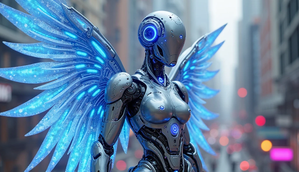 (best quality, masterpiece, colorful, dynamic angle, highest detailed)upper body photo, full body photo, fashion photography of cute mechangel, glowing 4 wings, solo, glowing armor, glowing halo, building, glowing mechanical 4 wings (intricate details, hyperdetailed:1.15), detailed, light passing through hair, (official art, extreme detailed, highest detailed) <lora:ral-cnvctncrnts:1> ral-cnvctncrnts