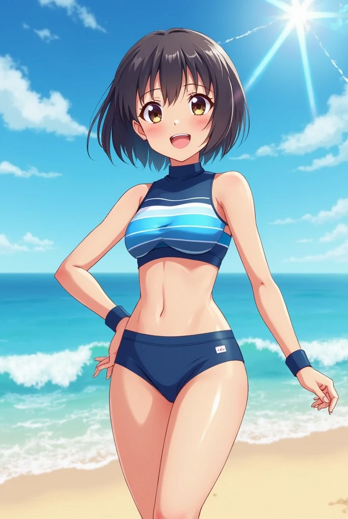 (highest quality、High resolution、detailed background、8K)、masterpiece、beautiful and smooth skin、skin texture、professional lighting、3 beautiful women in their 30s、
brown hair、Braided bob cut、braided ponytail、(huge breasts:1.3)、realistic images、realistic、perfect body line、attractive thighs、plump nipples、attractive ass、sunny day、sandy beach、Show the whole body、
(sandy beachで海水浴を楽しんでいる3 beautiful women in their 30s:1.5)、
playfully splashing water on each other、happy look、smile、open your mouth and laugh、sexual expression、wet swimsuit、the whole body is wet、my hair is wet too、cute、
The rash guard is designed like a long-sleeved jacket and has UV protection.、
Some have cute patterns or character prints.、
The set also includes bottoms, making it a stylish and practical option.、
A one-piece swimsuit with a skirt gives off a feminine and cute look.、
Materials with UV protection functions and colorful designs such as floral and fruit patterns are popular.、
Some skirts are decorated with frills or lace.、
The overall style swimsuit has a cute design and provides full coverage.、
Some come with straps or ribbons, or have animal prints or character designs.、
There are many cute designs of bikini style swimsuits.、
The combination of tops with frills or character prints and bottoms with colorful patterns is popular.、
Mermaid style swimsuits are also suitable for swimming in the sea.、
The top has a shell-shaped or scale pattern design, and the bottom has a mermaid-like shape.、
A tankini is a style of swimwear that combines a bikini top and shorts.、
It can hide your stomach, so you can wear it with confidence even if you are not confident in your girl's body shape.、
Sports swimsuits come in designs for competitive swimming and designs printed with characters from trendy sports brands.、It is also recommended to use sunscreen cream.、cute