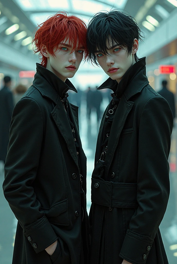 Defined Angelic depressed beatiful young mystic powerful rebel witch men. Age 24 young men . Orange hair natural.  Light grey eyes. Undercut wavy hair short. No beard. Lonly eyes. Rebel punk clothing.