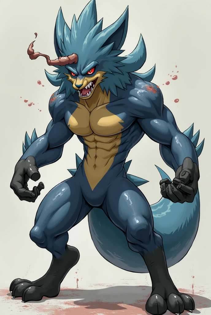 Kaiju gigan shaped like a spinosaur with three sails on its back and large arms and large claws and large teeth in black and green
