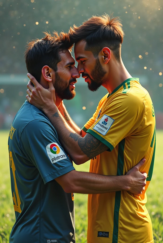 Capitan musculoso de futbol y un hombre gay afeminado delgado, besandose apasionadamente en la boca con lengua, solo ropa interior, Bulto grande, mostrando pectorales y abdominales completos, besos de lengua, porno gay, fondled, toma de cuerpo completo