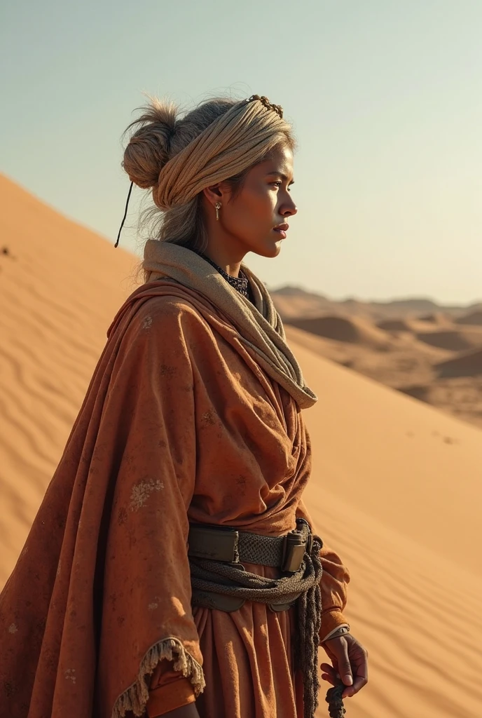 (Jedi meditation:1.3), serene photo,1girl, Jedi master in deep meditation, in jedioutfit, sitting cross-legged, (desert oasis:1.1), surrounded by blooming desert flowers, harmonizing with the Force, spiritual retreat, transcendent tranquility, desert enlightenment, Absurdres, hdr, ultra detailed illustration, extremely detailed face, RAW photo, film grain, skin pores, trending on deviantart <lora:jedioutfit:1> <lora:epiNoiseoffset_v2:1>