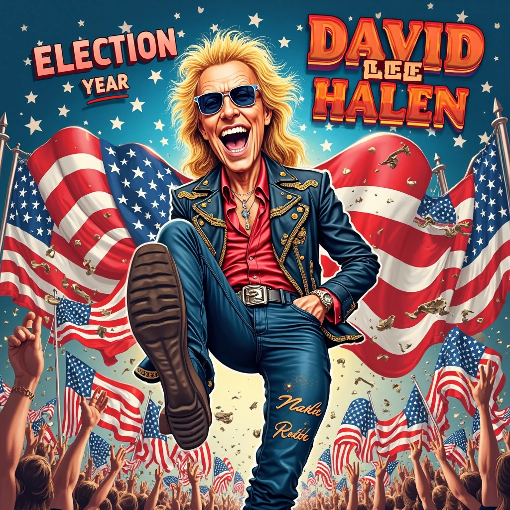 (best quality,4k,highres,masterpiece:1.2),ultra-detailed,realistic:1.37,donald trump,vibrant colors,portrait,singer,energetic performance,youthful appearance,pop-punk genre,enthusiastic fans,lively stage,exciting atmosphere,loud music,bright stage lights,rocking out on stage,expressive facial expressions,dynamic movements,sweat on his forehead,mic drop,music instruments,mosh pit,sold-out concert,thrilling performance,passionate performance,electric guitar,energetic crowd,screaming fans,jumping and dancing,stage presence,indie style,colorful stage decoration,dramatic lighting effects,confetti shower,artistic graffiti backdrop,stadium-sized venue,celebration of music,tattooed arms and tattoos on his chest,hands in the air,crowd surfing,adrenaline rush,rock-and-roll attitude
