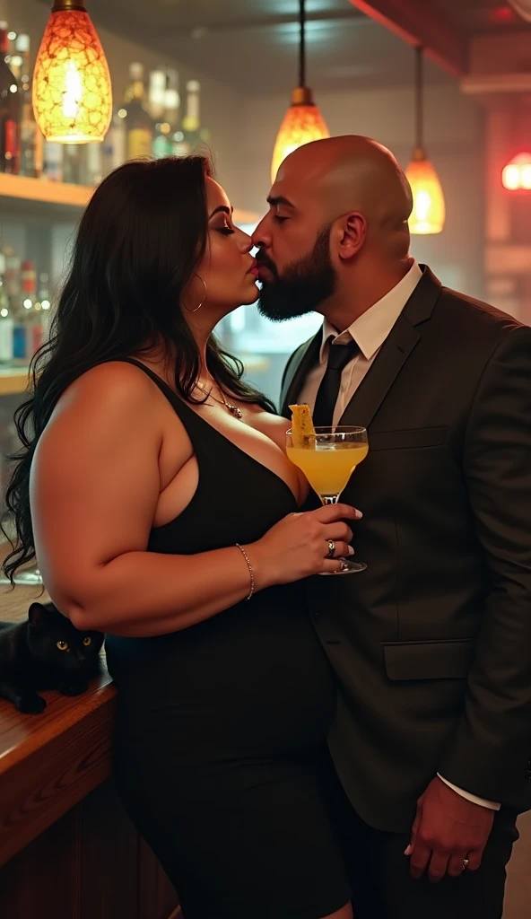 Cuckold chubby mature (56 fifty-six years old)  thic voluptuous white hotwife, brown long hair,night pink dress, chubby belly,golden necklace, kissimg anda touching his body, with her boyfriend, one woman with one man, man excited, hard penis,Big penis,horny man,romantic expression,hard penis, sensual, kissing, 2 horny man watching, night club, bachelorette party, illustrations, ultra-detailed, realistic, vivid colors, full body picture, warm tones, , low light, dark scene, discotheque ligths,  romantic