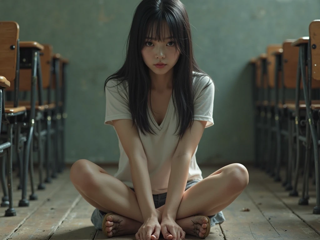 No clothes、Put your hands on your knees、((You can see the detailed vagina))、(Squatting vagina shot)、double eyelid、Perfect fingers、perfectly proportions、small tit、eye lashes、heels on the ground、Beautiful delicate eyes very detailed、hight resolution、Transcendent beauty、top-quality、masterpiece、((Very detailed vagina))、Very detailed expression、School Classroom、Highly detailed appearance、a 18 year old girl、Front-facing、(((dynamicposes)))、((Sitting on legs with bent knees))、Sexy upper eyes、low angles、(((Pubic hair is visible)))、M-shaped leg pose