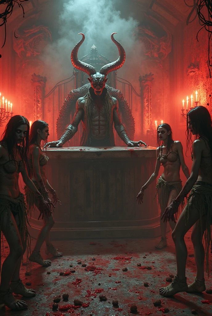 a nightshoot of horror, gore, hardcore, porn, violent, medievil, brutal, bloody sex scene, army of orcs fucking maids, analsex, cum on skin, cum on chest, cum on breasts, cum on face, wet skin, high detailed 4k