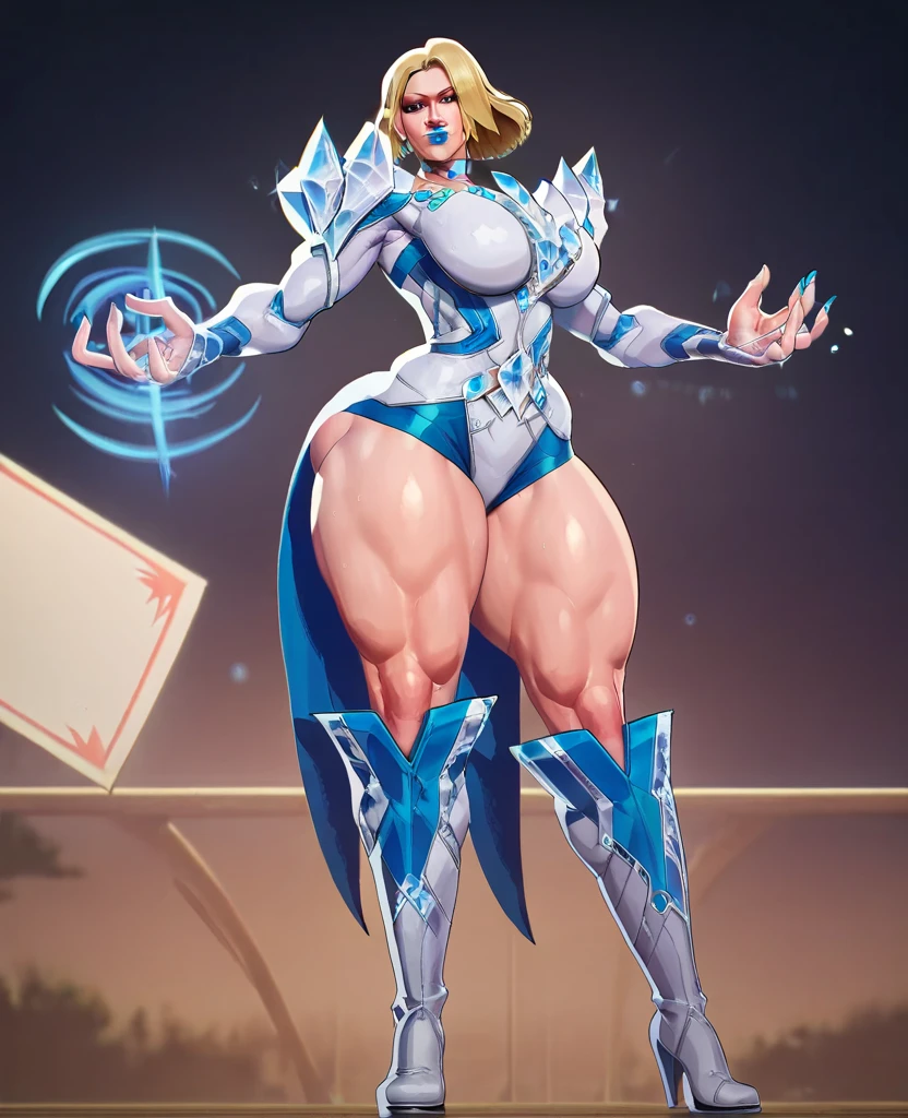 CFemboy, bulge, (extremely detailed CG unity 4k wallpaper),(masterpiece),(best quality),(ultra-detailed),(best illustration),(best shadow),(absurdres),(detailed background), Detailed face, Detailed hair, Femboy princess, cute, Thick thighs, crown, big ass, Tarot card, Very long blonde hair, high heels, smile, blue eye shadow, blue lipstick,