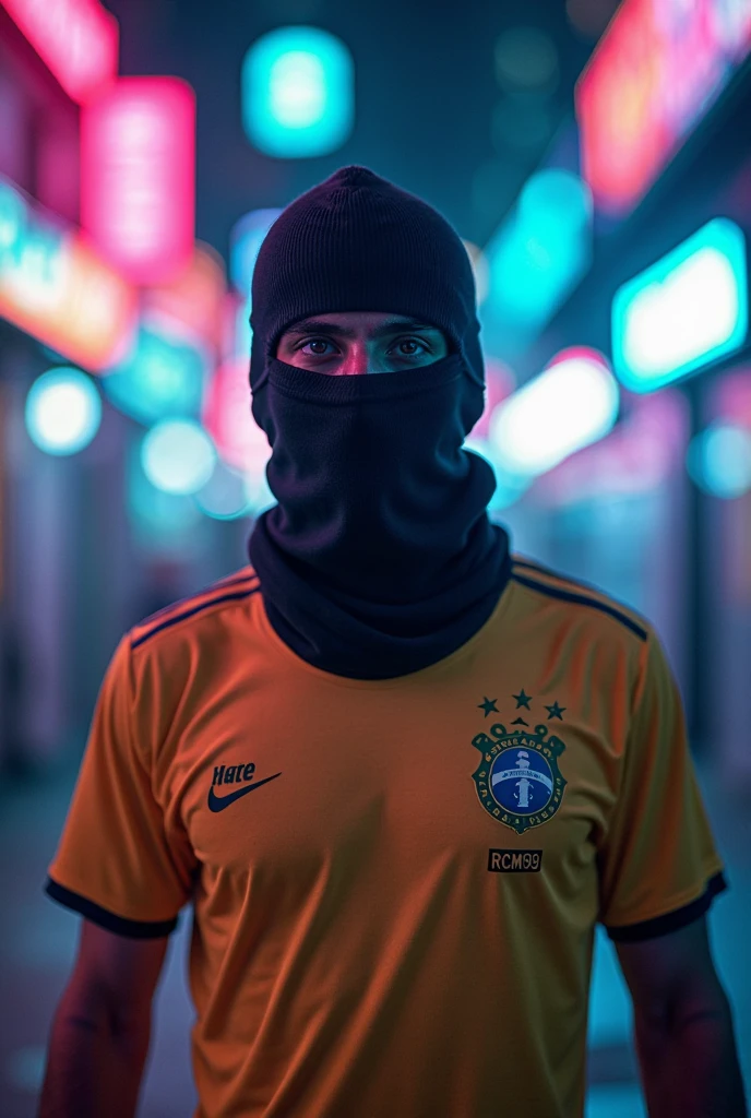 Red flag of Bangladesh. A 25-year-old boy is blindfolded with a red cloth
Bangladesh jersey on the body.
Jersey number 07. The name of the boy behind the jersey is MD Hanif