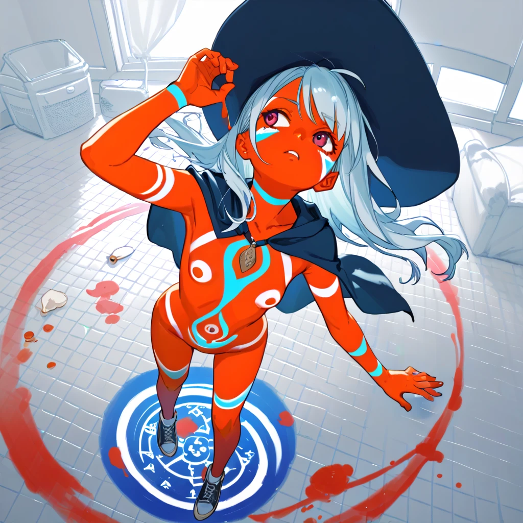 Magician、Tentacle rape,Woman raped by tentacles,Completely naked,One woman,Insert into the vagina,Pussy,Hime cut,Deformed characters,Completely nakedで校庭に立つ女性,Japanese schoolgirl,loose socks,loafers,Long scarf,4 heads,Flat Chest,Tentacles wrap around the body