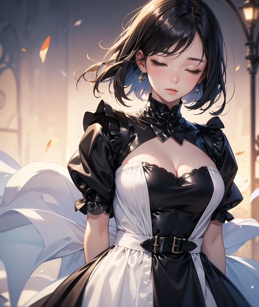 masterpiece, best quality, novel illustration, highres, 18+ mature content, sensual, intimate, emotional, passionate, romantic, sweet, endearing, innocent, pure, captivating, alluring, enticing, mysterious, enchanting, captivating, immersive, mesmerizing, dreamlike, surreal, imaginative, whimsical, artistic, avant-garde, timeless, elegant, sophisticated, chic, refined, unique, original, mesmerizing,((Maid clothes:1.3)),((Beautiful tears))