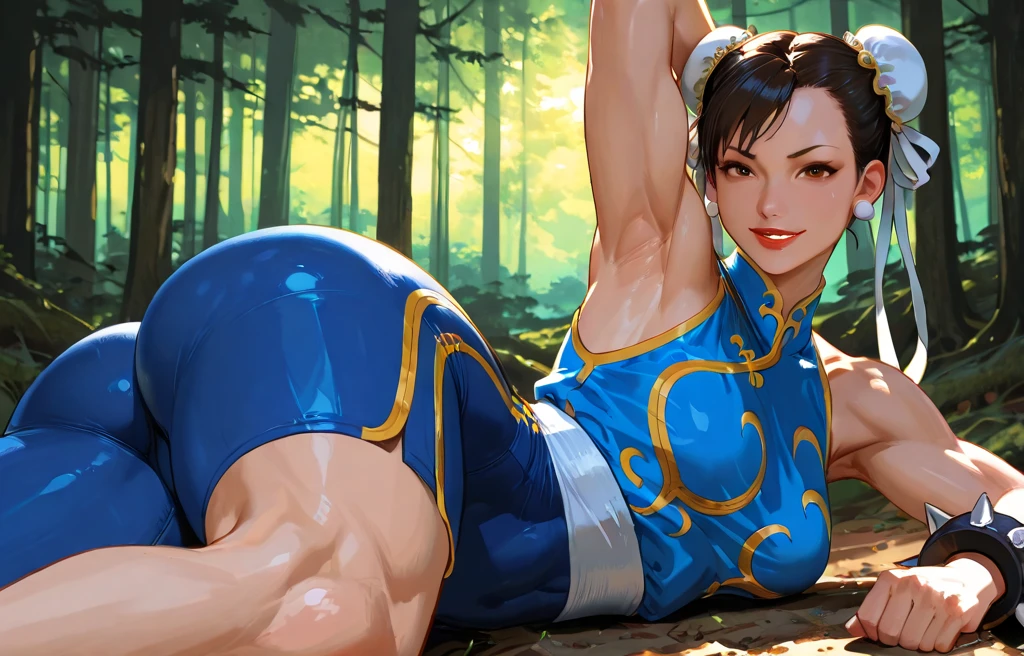 ((masterpiece,best qualtiy)),1girl,solo,ChunLi,pink chinese dress,ultra miniskirt,beautiful night street background,24yo, sharp eyes, medium breasts, toned, 8k, full body, ambient lighting, underboob, ring, arn thick thighs, detailed legs, flexible, (standing on one leg:1.2), (standing split:1.3), muscular, hand holding one leg up,park background,nsfw,cameltoe,erected nipples,(from below:1.2),micro panties