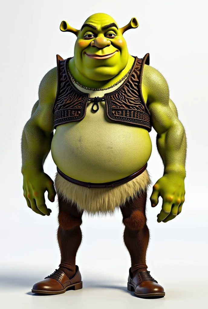 a tall goblin Fat, hairy, muscular, speedo, swollen intestines, prominent belly, pointed ears