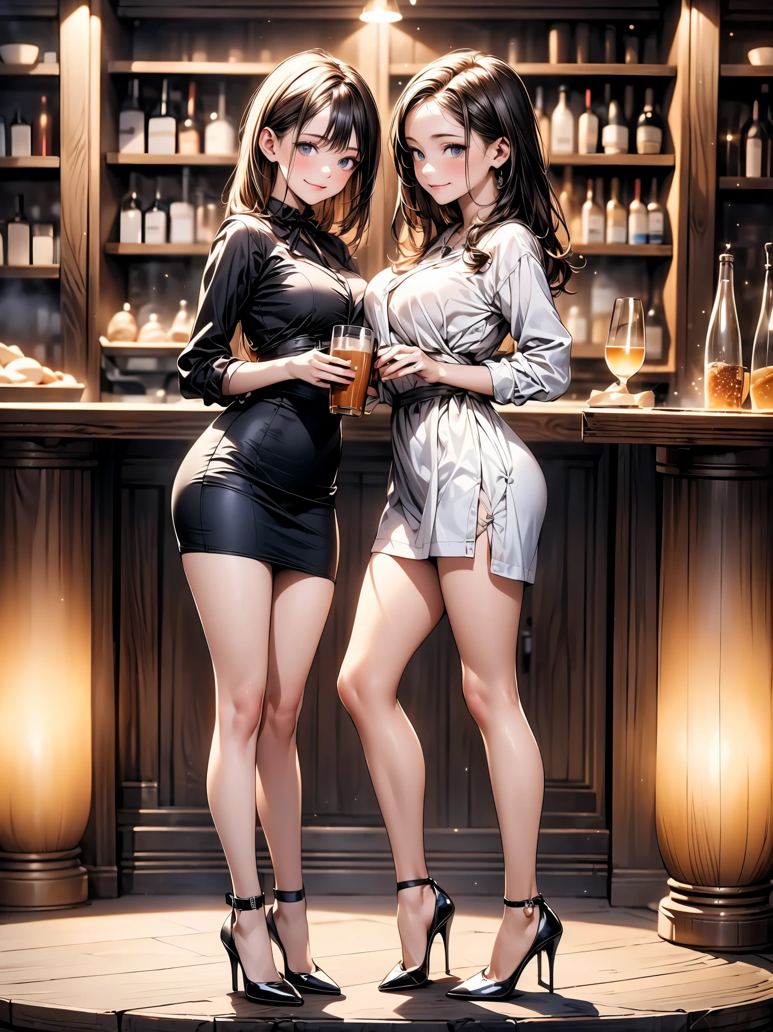 A milf sitting at a table holding a glass of wine