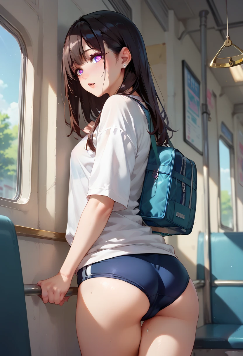 1girl in, top-quality、lighting like a movie、a sailor suit、Rear view of a high school girl climbing the stairs、panties on、train station stairs、Eyes from below、Buttocks enlargement、