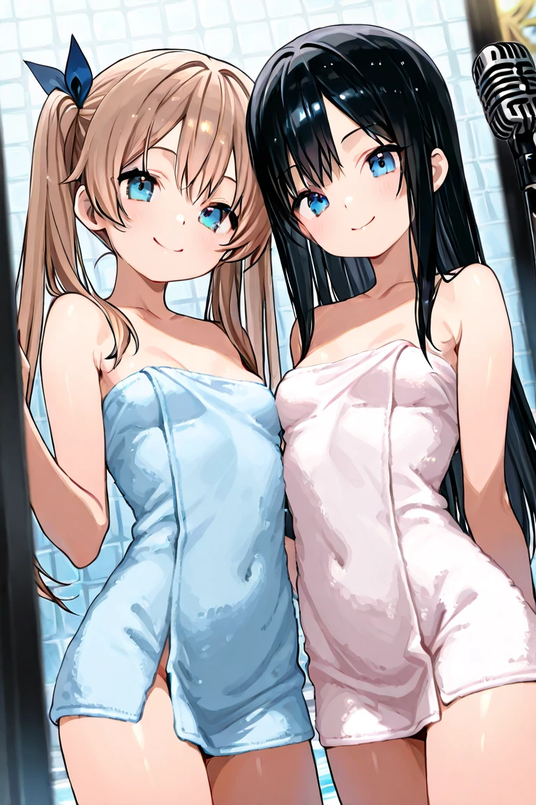 White silk double ponytail swimsuit loli