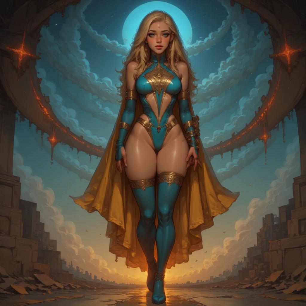 Woman in costume standing in desert, Future Iwaba Young Woman, Beautiful futuristic himba woman, Futuristic Himba age girl, African Woman Android, Beautiful Women of Warframe,(super huge gigantic breast:1.4),wide hips,Trending in art stations, African Cyberpunk Wizard, karol bak uhd, beautiful full-body concept art, epic sci-fi character art, rossdraws | afro futurism