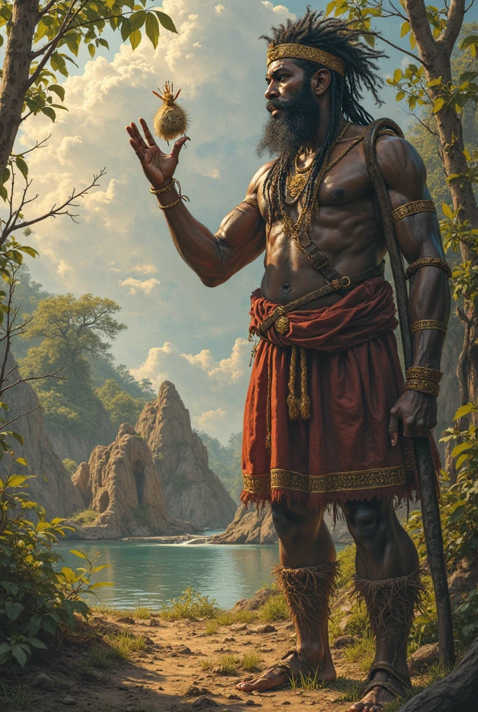 (Ultra realistic), detailed realistic, a man, focus on the man, a handsome 30-year-old American man, very muscular, very tall, voluptuous, guardian of the forest, divine presence, god man, taking care of plants, beautiful, bald, shaves his head head, elongated face, detailed eyes, big eyes, green eyes, soft. smile, big muscles, indigenous loincloth, big bulge, bulge, realistic, masterpiece, highest quality, perfect highlights, perfect hands, pubic hair, pale skin, abdominal hair, armpit hair, chest hair, (skin realistic), outdoors, dark magic forest, fireflies, bioluminescent mushrooms