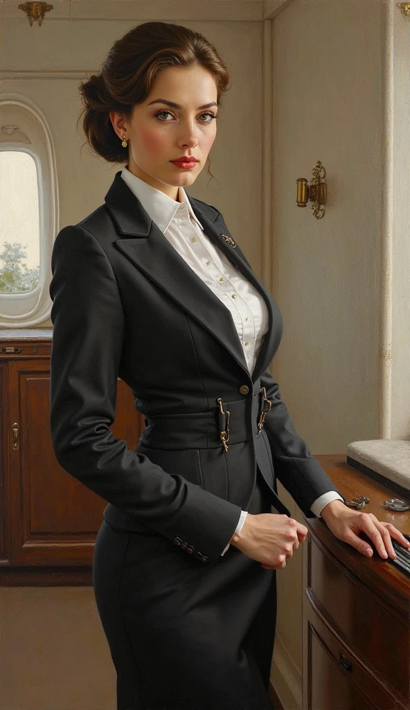 Tabletop, Beautiful woman, (20-year-old、Japanese), ((Back view)), (Library Background、mechanical、Bookshelf), Trojan horse, , (((Red formal jacket)))、((White pencil skirt))), White color garter belt, (((White knee-high boots))), White color choker, (((Beautiful Hair、Braid, Brown Hair))), smile, breast squeeze, feet, (Skin Texture:1.1), highest quality, 超A high resolution, (Realistic: 1.4), RAW Photos, , Nikon D850 film stock photo, F1.6 lenses, Rich colors, Realistic, Cinestill 800, Backlight, Rim Light, Studio Lighting, Erotic photos, Spanning a chair, Undress, Beautiful, translucent skin

