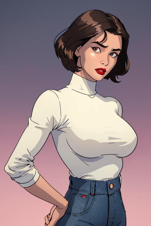 score_9, score_8_up, score_7_up, score_6_up,  j3ts0ns, solo, 1girl, curvy,(([ Topless, no shirt on, Exposed large breast, perfect, Perfect small nipples]))