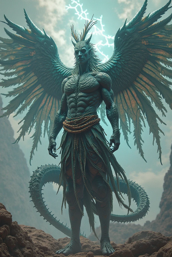Black and white forearm tattoo with male angelic figure, warrior, dressed as Egyptian gods with serpents at their command