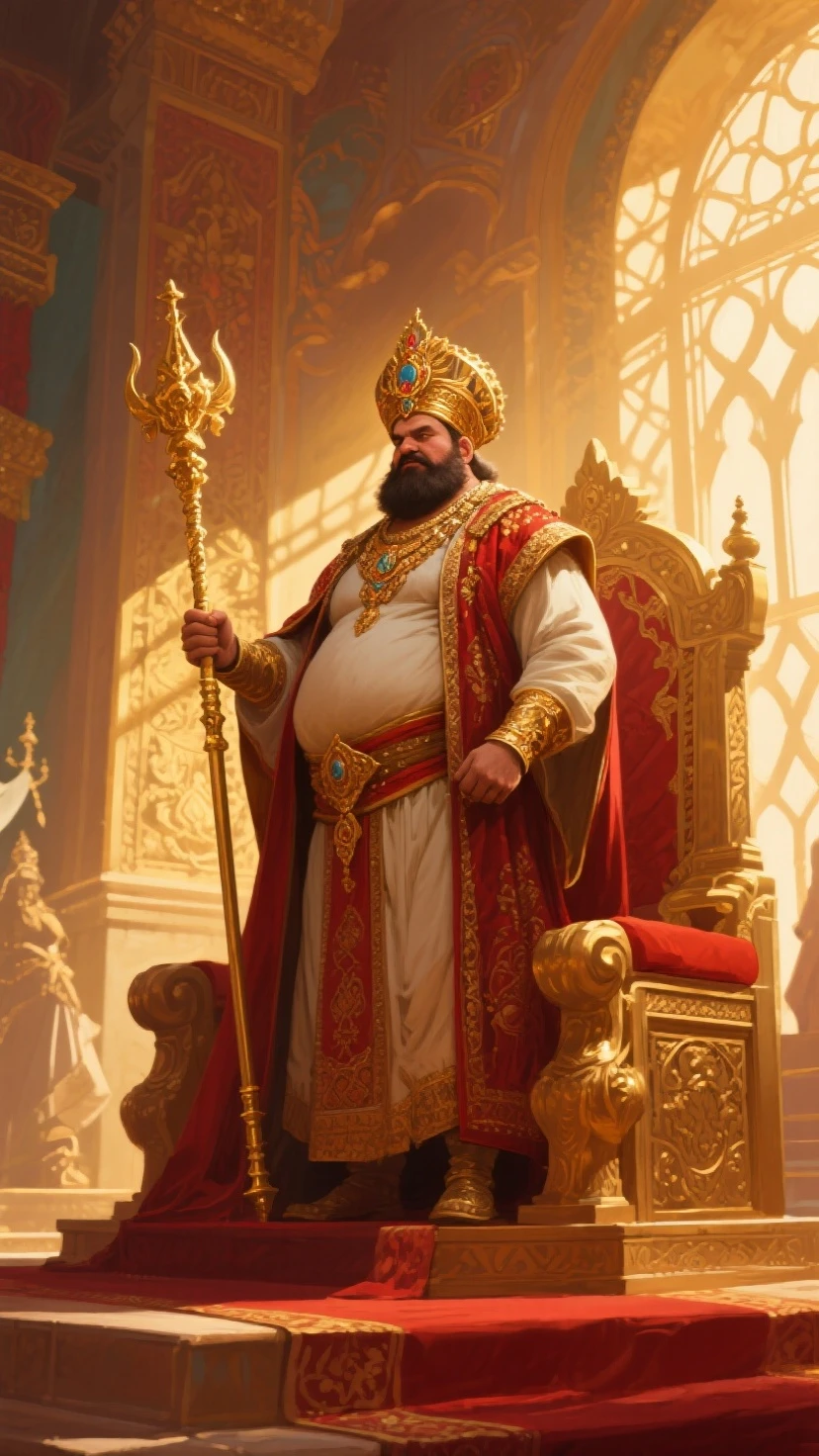 [[[Ultra detailed, best quality, beautiful, 4K, detailed faces, medieval story, detailed emotional eyes, detailed belly ,detailed crotch bulge, detail muscle]]], a fat huge chennai indian moustached man sitting on a sofa with a crown, white hair, thick moustache, white chest hair, king's robes, king, huge body, carpet, windows, curtains, living room, sitting on the sofa barefeet




