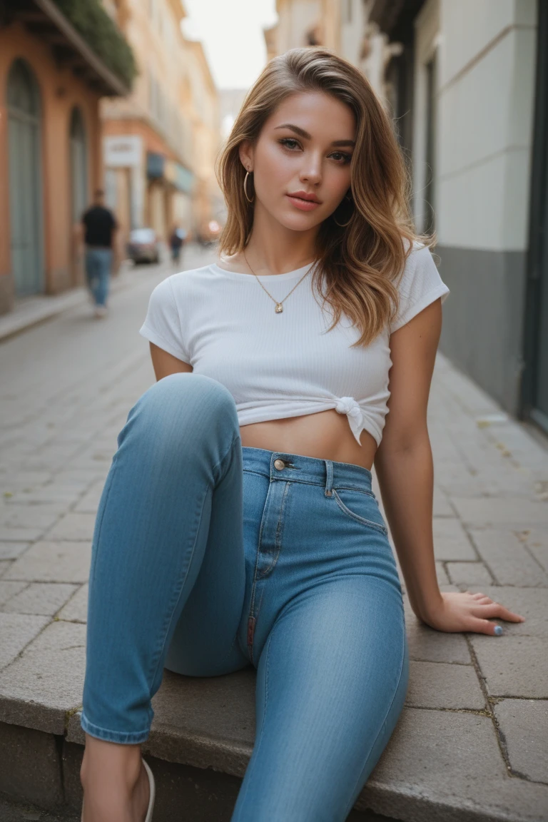 full body,from above,photo of a 18 year old girl,leaning against the wall,happy,looking at viewer,messy hair,floating hair,shirt,pants,outdoor,windy,theme park,ray tracing,detail shadow,shot on Fujifilm X-T4,85mm f1.2,sharp focus,depth of field,blurry background,bokeh,motion blur,motion lines,<lora:add_detail:1>,