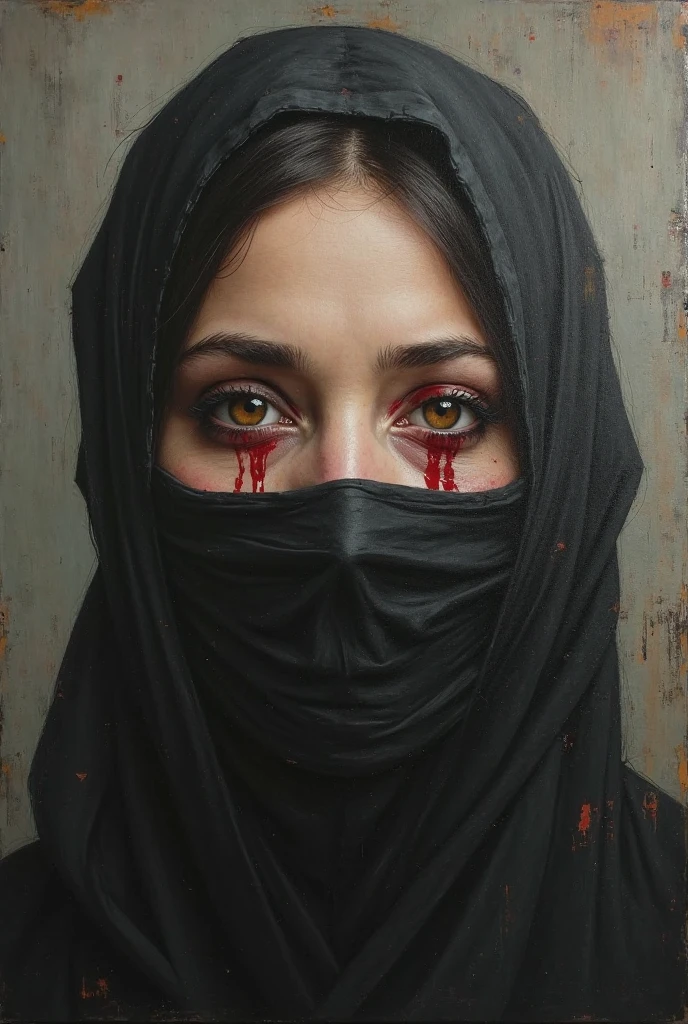 A woman wearing a black saree and having big eyes. Her eyes have red makeup.