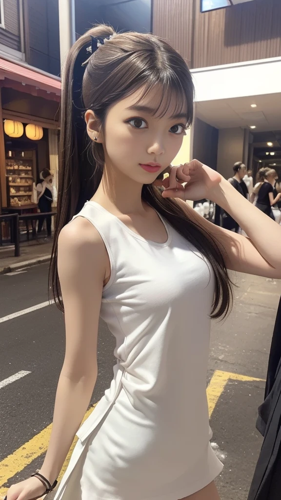 european cityscape,one woman,full body photo,table top, best image quality, high quality, The background is clear,Beautiful woman, Japanese, be familiar with, be familiar with eyes, be familiar with skin, beautiful skin, 超High resolution, (reality: 1.4),very beautiful woman, a little young face, beautiful skin, thin, (ultra photoreal sim), (High resolution), (8k), (非常にbe familiar with) (beautiful detailed eyes), (超be familiar with), (be familiar with face), view viewer, small details, be familiar with face, look straight ahead, look straight ahead, reality的な写真, bright lighting, professional lighting, black hair,ponytail,a baby face,15 years old,髪型はponytailです,ロングponytailの髪型,slight smile,neatly organized clothes,european cityscape,Beautiful Japanese KPOP idol photo, ヘアスタイルはponytailです, my eyes are double and wide, baby face, smile and look straight ahead, thin, small breasts,formal shirts,jeans,close up face,