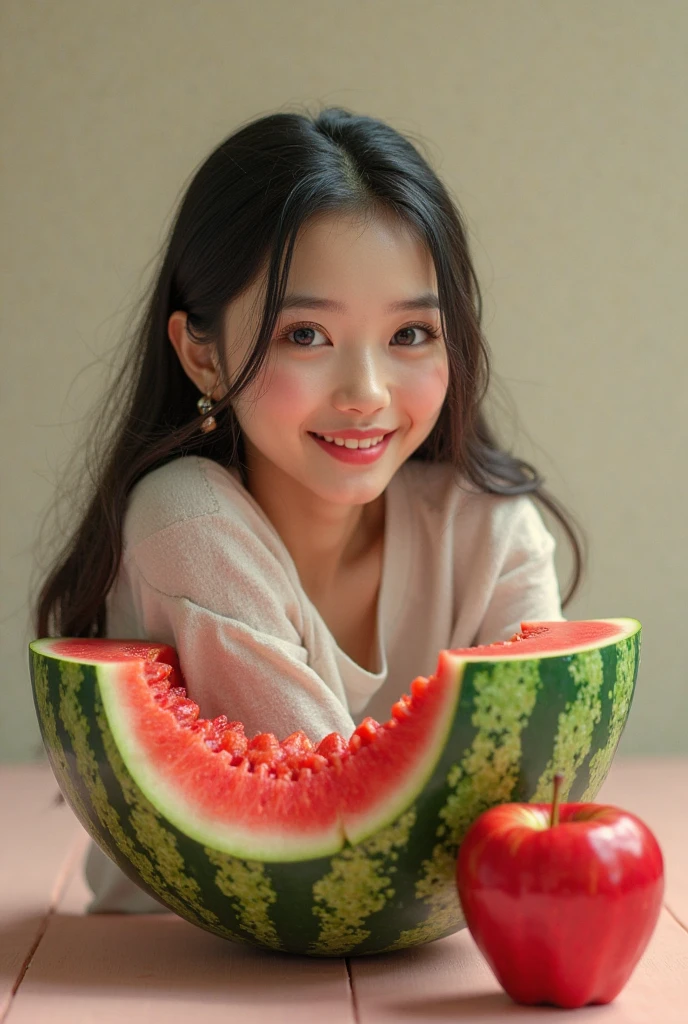 Summer anime shoujo eat watermelon