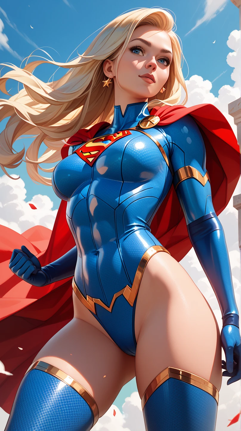 Masterpiece, 4k, highly detailed, supergirl, Looking to the camera, blue eyes, platinum blonde hair combed into long pigtails with a small blade of bangs over her forehead, Titis ancho,, (()), Beautiful large breasts woman dressed as a military woman ((blue thong class leotard and the superman insignia on her chest)), (()), ((())) , red boots and red gauntlets, (), Clear half-body image, smiling at the viewer, Extreme amount of details, (Make every pixel count to draw the most beautifully detailed art you can :1.1), analog style, bright colors, symmetrical, centered, close-up, feminine, athletic, fit, narrow waist, tall, tanned skin, realistic body proportions, realistic, photo-realistic, 8k, highly detailed, LED light, laser lights, fruity, (thepit bimbo:0.5), Glossy, anatomically correct, symmetrical anatomy
Feedback
