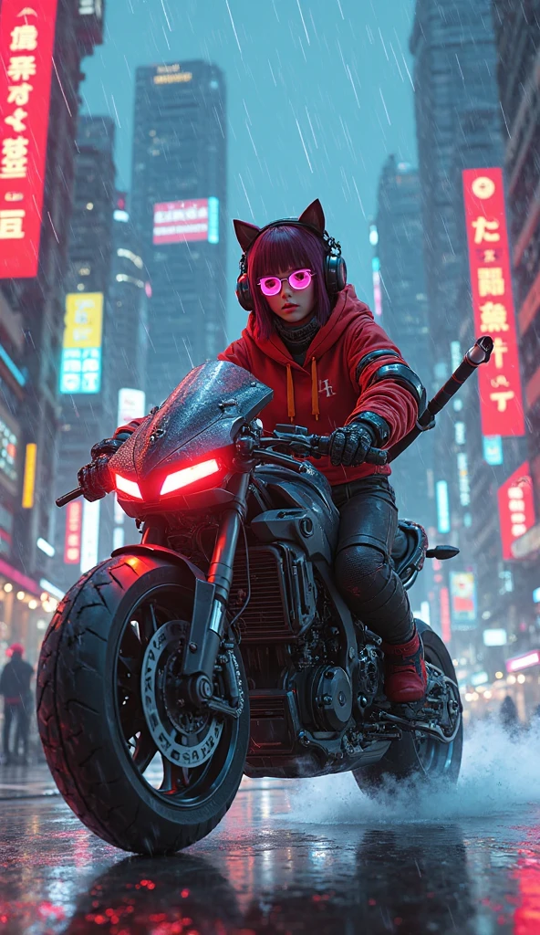 style by snitt,impasto,
1girl, cat, black cat, ground vehicle, motor vehicle, motorcycle helmet, motorcycle, helmet, boots, high heel boots, high heels, pants, bag, jacket, simple background, animal, red bow, hair bow, leather, bow, sitting, gloves, denim, black jacket, solo, black footwear, jeans, kiki (majo no takkyuubin), long sleeves, grey background, from side
<lora:style by snatti-000018:0.9>