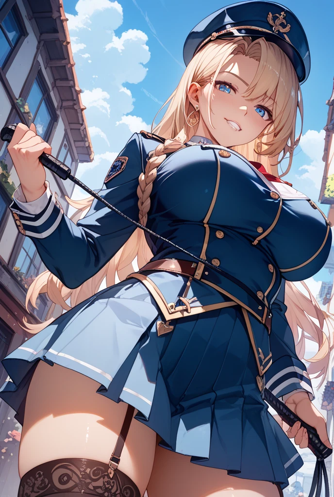  22 years old, (milf:0.8), (solo:1.5), (sfw:1.25), cute breast, beautiful breasts, medium tits, thin waist, big ass:1.0, Raised sexy, (beret, black jacket, open clothes, cleavage, midriff, black shorts, black thighhighs, thigh strap, fingerless gloves, single glove:1.2), blue eyes, light smile, big , Revimpling fabric, earrings, Hand gloves, detailed face,(smoking:1.3),long hair,side ponytail,hair between eyes,bangs,detailed and beautiful eyes,beautiful detailed lips,Rolling her eyes,manner,hair over one eye, (ultra high resolution, 8K RAW photo, photo realistics, thin outline:1.3, clear focus), best qualtiy, natural lighting, textile shading, blurry back ground, field depth, (Bright pupils, fine detailed beautiful eyes with highlight:1.3, high detailed face), Red lip, fine realistic skins:1.1, looking down viewers:1.3, (dynamic angle:1.3, front view:1.1, breast focus:1.3, from below:1.2), (dynamic posing:1.5, sexy posing:1.2),Youghal, side lock, hair ornaments, hair band,nice,garden background,artistic rendering,Super detailed,(highest quality,4k,8K,High resolution,masterpiece:1.2),Bright colors,studio lighting,in hawai base