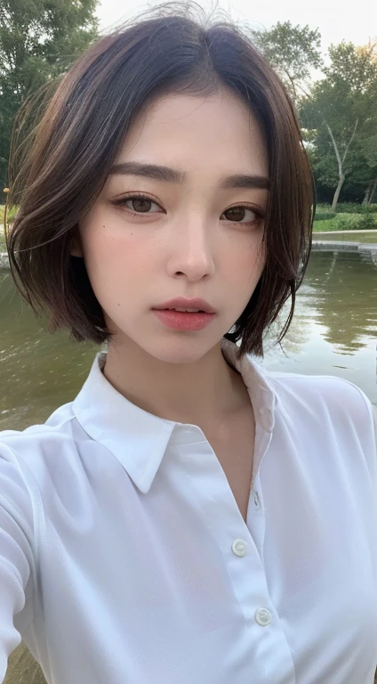 ((highest quality, 8k, masterpiece: 1.3)), concentrated: 1.2, perfect body beauty: 1.4, slim abs: 1.2, ((layered haircut, big breasts: 1.2)), (wet clothes: 1.1) , wet body: 1.1, seductive pose: 1.1, panty shot: 1.1, booty pose, on the bed, Highly detailed face and skin texture, fine eyes, double eyelid, double clothes, short clothes