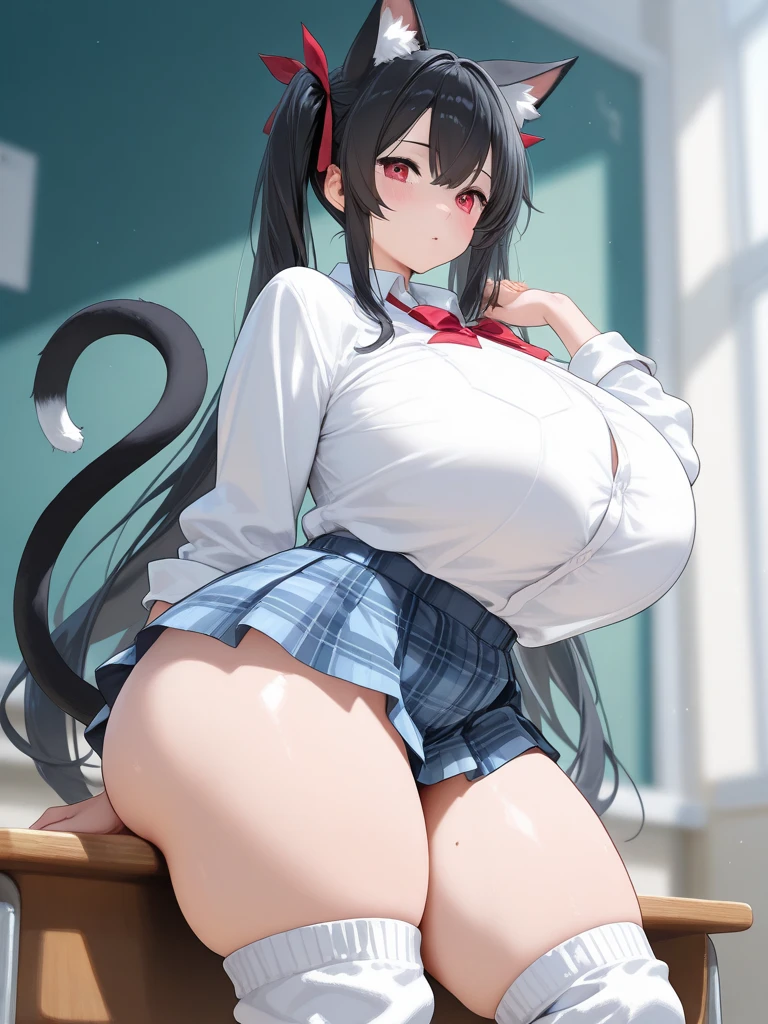 ulzzang-6500-v1.1, (raw photo: 1.2), cat ears, (photorealistic: 1. 4), Beautiful detailed girl, highly detailed eyes and face, beautiful detailed eyes, ridiculous, Incredibly ridiculous, Huge file size, super detailed, High resolution, highly detailed, best quality, masterpiece, Kemomi, ((Japanese girls high school uniform)), illustration, highly detailed, CG, unified, 8k wallpaper, amazing, fine details, masterpiece, best quality, highly detailed, 8k uniform CG background, Face light, Cinematic lighting, 1girl, , ((no panties)), remarked nipples, transparent tight shirt, (((Dynamic pose))), (toe, remarked nipples, trasparent, belly button, camel), (half), (Stockings), sexy pose stop, remarked transparent bottom. erotic pose, sexy, in a classroom