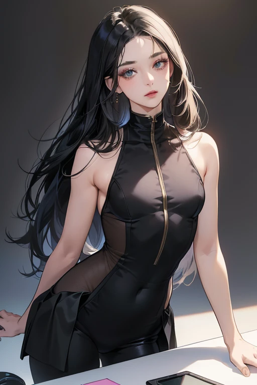 blacksilk,White complexion,femele,short skirt,