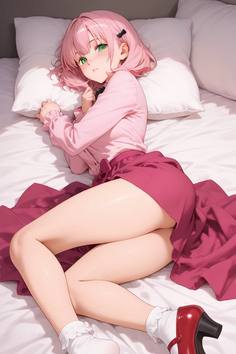 best quality, intricate details,

sakura miko,

 [(white background:1.5), ::5],  swirling petals, sakura cherry blossoms, lying on the bed,nobra,no pant