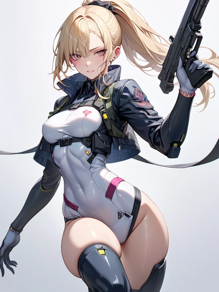 eft_shield_whor3, medium hair, red hair, green eyes,, curvy, anatomically correct, heavy breathing, huge breasts, best quality, masterpiece, muscular female, high quality, high details, highres, HD, cropped hoodie, black bikini, long sleeves, navel, a woman holding a knife, inspired by Li Shida, pixiv, sfw huge breasts, detail shot, bbwchan, "RAW candid cinema, 16mm, color graded portra 400 film, remarkable color, ultra realistic, textured skin, remarkable detailed pupils, realistic dull skin noise, visible skin detail, skin fuzz, dry skin, shot with cinematic camera", (shaded face:1.2), hollow eyes, green eyes, looking at viewer, (heavy breathing:1.2), expressionless, lips, steaming face, nsfw,