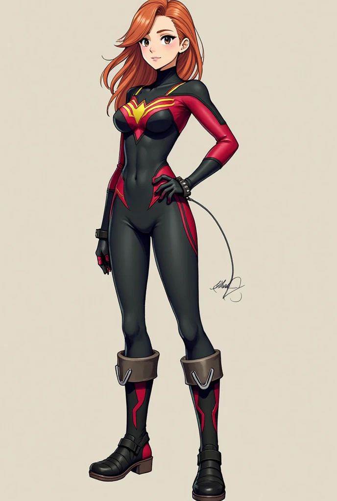 Spider-woman Envolver toda la cabeza，Casco de metal negro，Acentos dorados de color principal negro (((Obra maestra))), ((La mejor calidad)), ((Detalles intrincados)), ((Hiperrealista))，Fachada，cara lateral