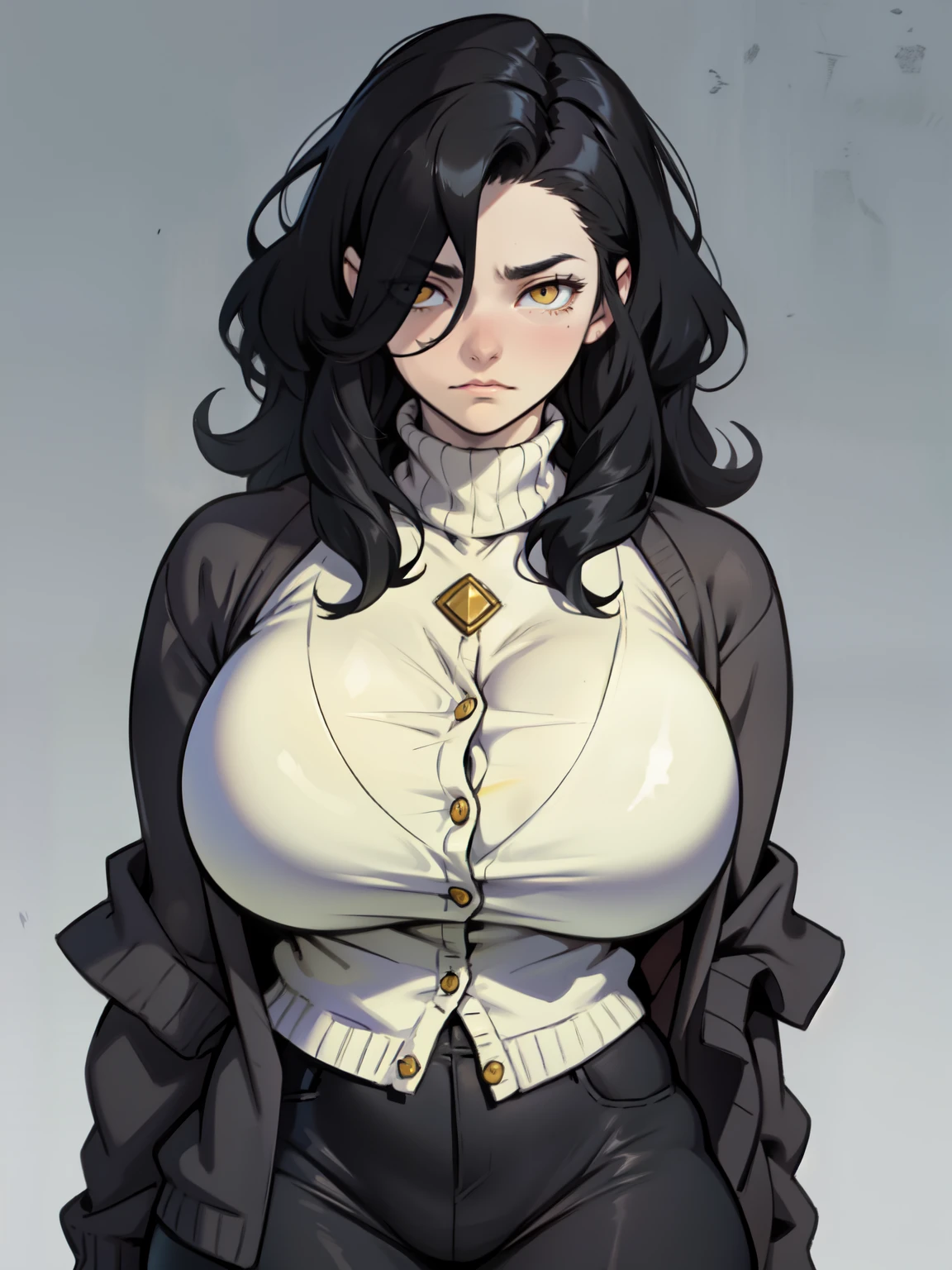 mature beautiful woman，breast，whey，Generous，Smile，earrings，Lipstick，Black short hair，Hairstyle without bangs，Green wool coat，Black long skirt，Wearing a white doctor&#39;s gown，Inside the medical clinic