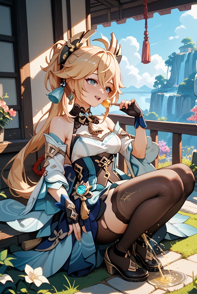 Royal sister，blond hairbl，Detailed eyes，详细的脸，mature face，Ripe body，Tall body，Seductive body，Long legs，8k，k hd，fleshy feeling，Translucent lace，White plump delicate body，Beautiful face，Cherry small mouth，Beautiful and delicious（3D  royal sister），a plump buttocks， jade foot，white stockings，huge tit，
