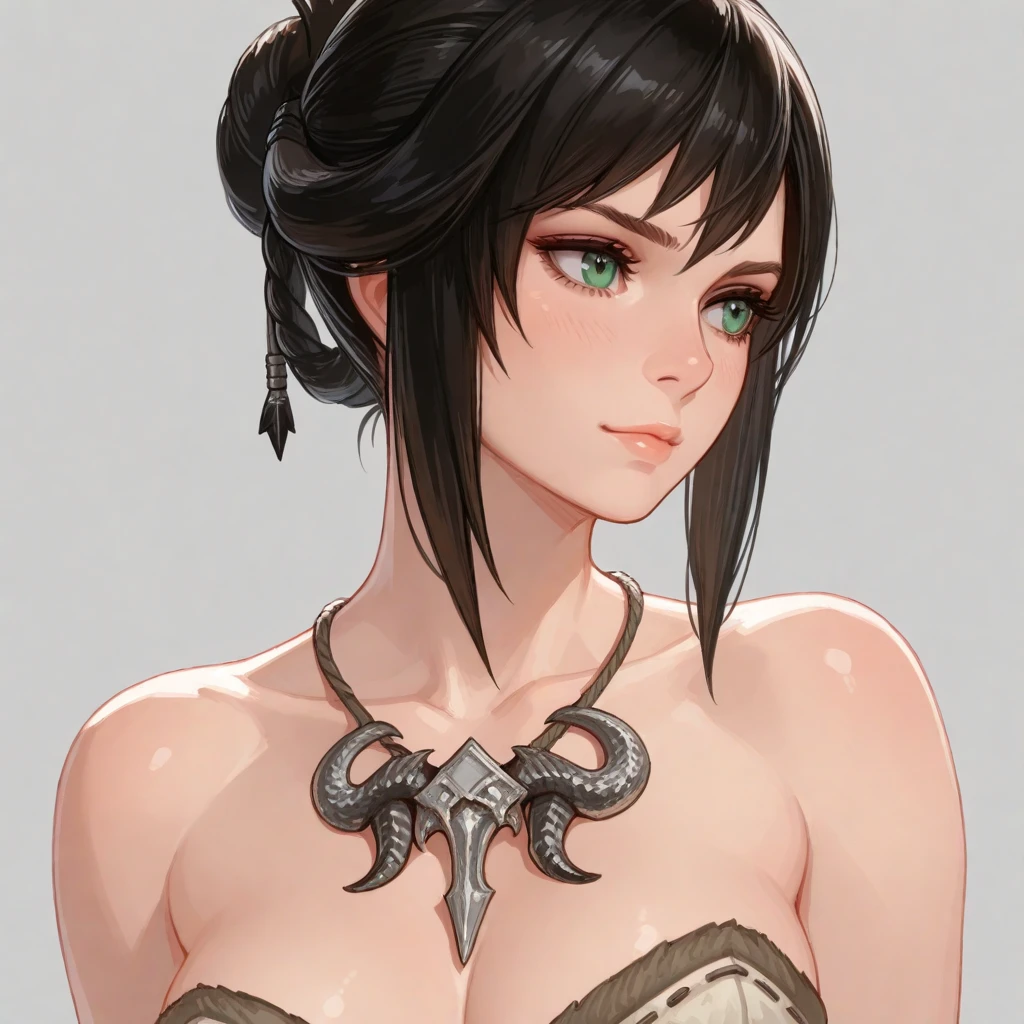 (ultra detailed), (illustration), (distinct_image), (intricate_details), (delicate illustration),(masterpiece:1.2),(best quality:1.2), 1girl, <lora:ShadowHeart:1> shadowheart, single braid, bra, from behind, looking back, breasts, green eyes,