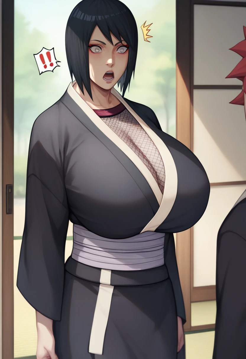 nsfw,1 male,Sweat,White Breath,(Cleavage voyeur),Prone,room,(Big Breasts),Side view,dorsal position,Instant 2 frames,Demon slayer,Shinobu Kocho,Large areola
