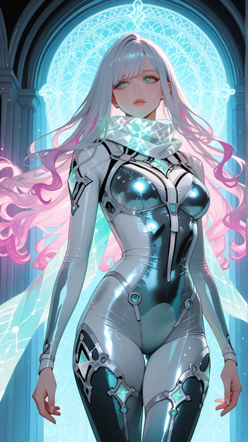 ((ultra detailed, masterpiece, absurdres))
<lora:CyberLizzy:0.9>
CyberLizzy, 1girl, solo, pink hair, long hair, (colored skin, silver skin:1.2), Balancing on the edge of a glistening waterfall, she embraces the exhilaration of cascading waters