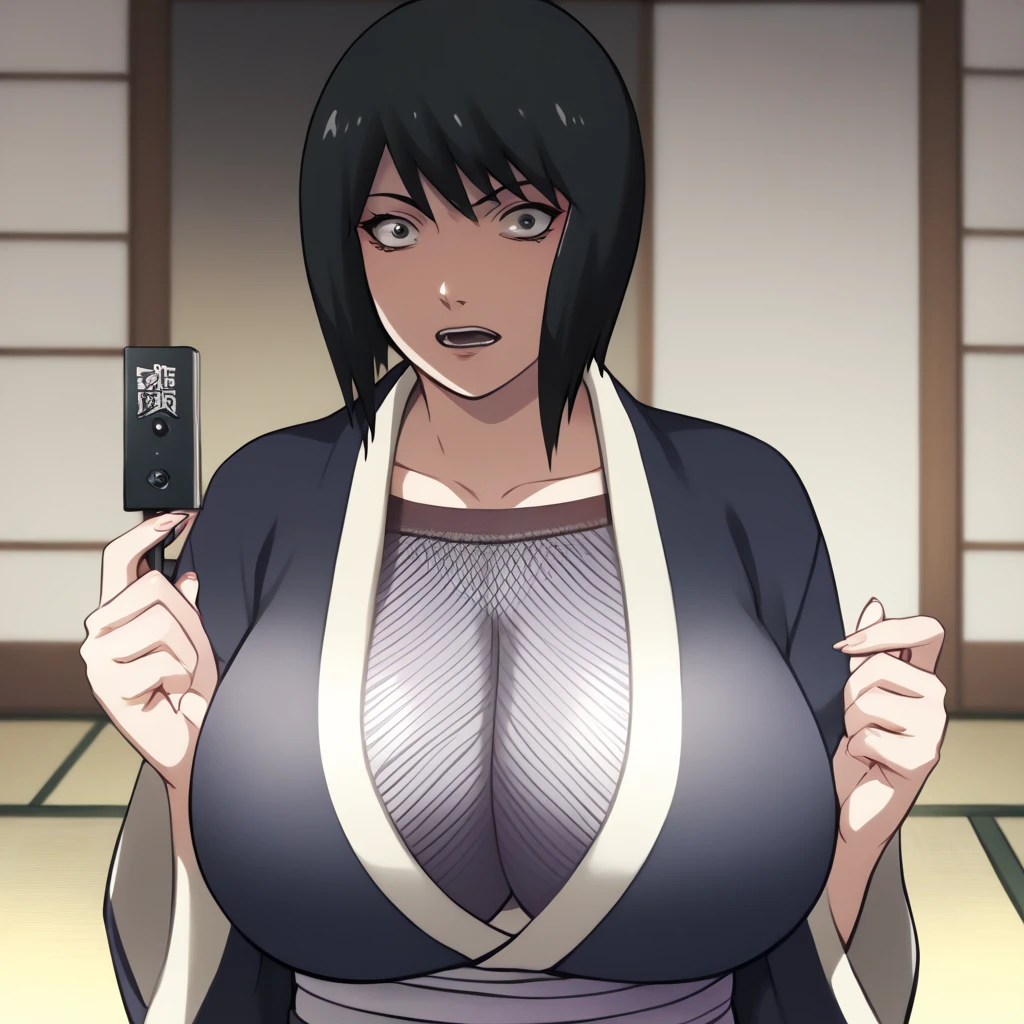 masterpiece, absurd, Hinata\(Boruto Naruto Next Generations\), 1 Girl, Solitary,Mature female, Off-the-shoulder oversized shirt, Looking at the audience, (Falling Flowers), perfect composition, detailed lips, Large Breasts, Pretty Face, Body Proportions, blush, (Pink lips), Long hair,  Purple Eyes,  Gentle eyes,  Super realistic, detailed, photo shoot, Realistic face and body, (（(Big Breasts，Cleavage))）