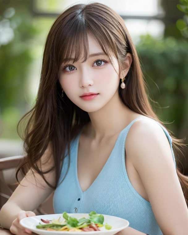 (super highest quality:1.3) (very realistic, Photoreal:1.3), (sharp focus:1.3) (Realistic and very high quality:1.3). (High quality and highly detailed:1.3) table top, very delicate and beautiful, soft light, (brown hair, Shoulder-length straight hair sways in the wind), beautiful detailed girl, (finger details:1.3) , highly detailed eyes and face, beautifully detailed nose, detailed and beautiful eyes, 1 girl, Japanese, pure beauty, cute, young, dress shirt, pants, (Half body:1.3), (medium breasts), realistic face, realistic body,